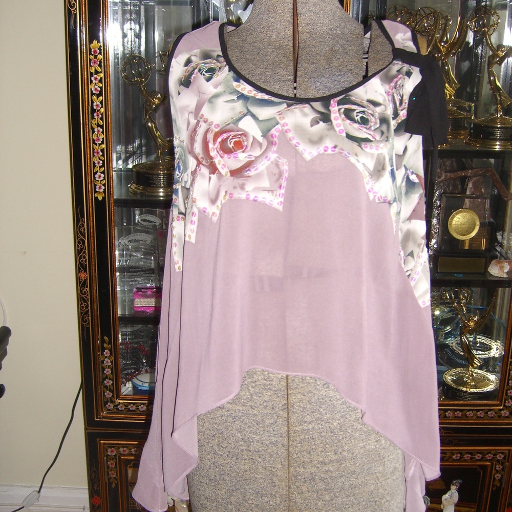 NWT LIPSY ROSE PRINT SEQUIN TOP US6 UK10